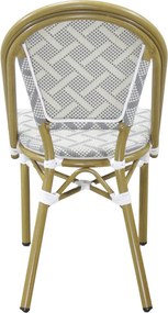 Scaun Lauria, aluminiu/textil, alb, gri, cadru cu efect de bambus