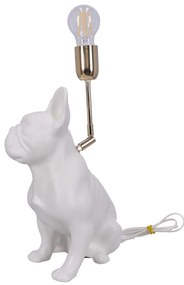 Lampa ceramica Bulldog alb mat h 35 cm