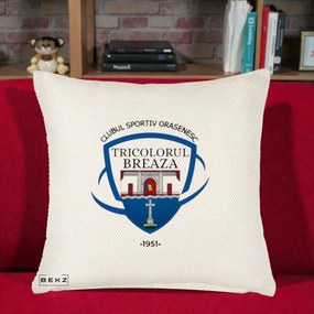 Perna Personalizata CSO Tricolorul Breaza 1951, 40x40 cm, Crem Reliefat, Husa Detasabila, Perna Inclusa, BEKZ®