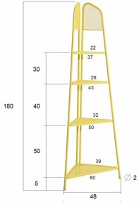 Etajeră metalică pe colț pentru balcon, înălțime 180 cm, galben MWH - Garden Pleasure