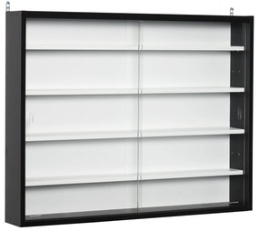 HOMCOM Vitrina Moderna pentru Colectionare 5 Etajere, Panou Suport de obiecte cu Etajere Reglabile, 80x9.5x60cm, Negru si Alb | Aosom Romania