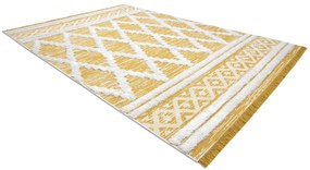 Covor ECO SISAL BOHO MOROC Caro 22297 franjuri - două niveluri de lână galben / cremă, covor reciclat