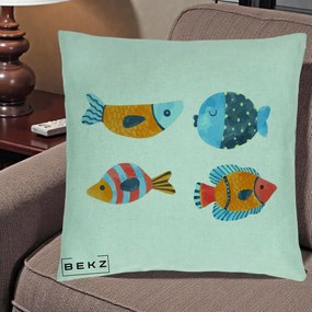 Perna Decorativa Pesti Acuarela, 40x40 cm, Verde Menta, Husa Detasabila, Perna Inclusa, BEKZ®
