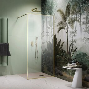 Paravan de dus tip Walk-in Radaway Modo F II auriu periat-transparent 155 cm sticla securizata 8 mm