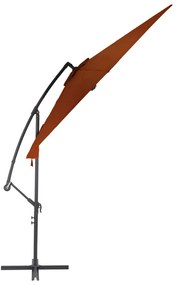 Umbrela suspendata cu stalp din aluminiu, caramiziu, 300 cm