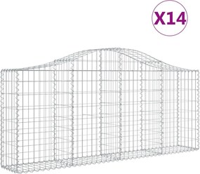 vidaXL Coșuri gabion arcuite 14 buc, 200x30x80/100cm, fier galvanizat