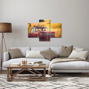Tablou cu mașină în câmp (90x60 cm)