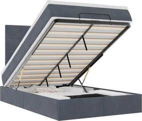 vidaXL Cadru de pat otoman cu saltele Gri închis 120x200cm catifea