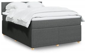 3289808 vidaXL Pat continental cu saltea, gri închis, 160x200 cm, țesătură