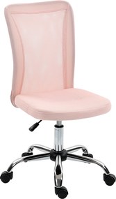 Vinsetto Scaun de Birou Ergonomic, Rotativ, fără Brațe, din Plasă Respirabilă, Înălțime Reglabilă, Roz | Aosom Romania