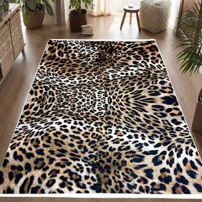 Covor camera antiderapant, 80x200 cm, leopard, model Safari