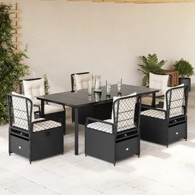 vidaXL Set mobilier de grădină cu perne, 7 piese, negru, poliratan