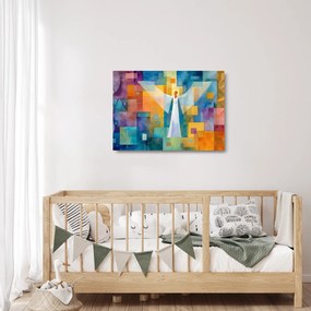Tablou pe sticlă - Înger geometric (70x50 cm)