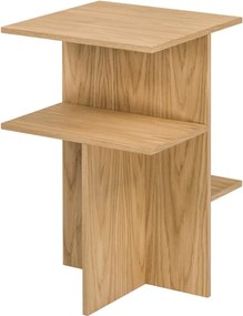 Noptieră în culoare naturală cu rafturi cu aspect de lemn de stejar Atik – noo.ma