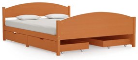Cadru de pat cu 4 sertare, maro miere 160x200 cm lemn masiv pin maro miere, 160 x 200 cm, 4 Sertare