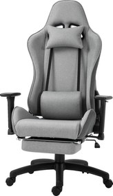 Vinsetto Fotoliu de birou, scaun de birou manager mare confort, suport pentru picioare, tetieră + perne lombare integrate, spătar reglabil, brațe reglabile, in gri | Aosom Romania
