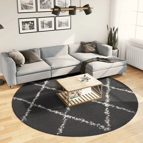 vidaXL Covor pufos "PAMPLONA" fire înalte negru/crem modern Ø 240 cm