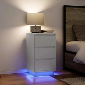vidaXL Noptiera cu lumini LED alb 38x34x65 cm