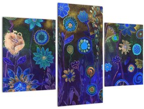 Tablou - Flori albastru închis (90x60 cm)