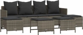 vidaXL Set canapea de grădină cu perne, 5 piese, gri, poliratan