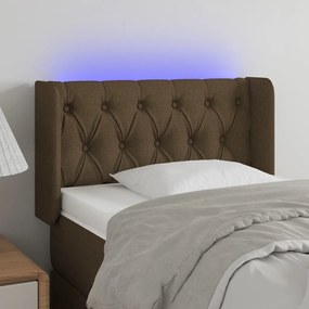 3123549 vidaXL Tăblie de pat cu LED, maro închis, 83x16x78/88 cm, textil