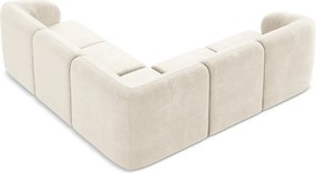 Colțar bej cu tapițerie din chenille Lani – Makamii