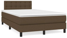 vidaXL Pat cu arcuri, saltea și LED, maro închis, 120x190 cm, textil