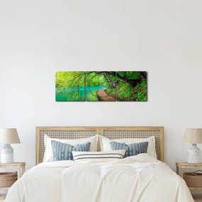 Tablou - Lacurile Plitvice (cu ceas) (90x30 cm)