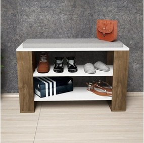 Pantofar tip bancuta, Dore Homs, alb/nuc, 90 x 55 x 33 cm, PAL 18 mm