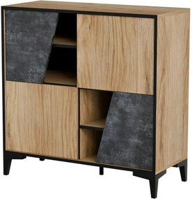 Comoda OVO, stejar/gri beton, PAL laminat, 90x38x90 cm