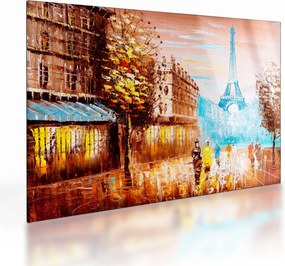 Tablou pe sticlă - Vremea ploioasă și Turnul Eiffel (70x50 cm)
