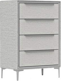 HOMCOM Comoda cu 4 Sertare în Oțel cu Acoperire în Țesut cu Efect de In, 60x36x88 cm, Gri | Aosom Romania