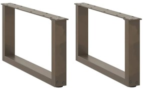 vidaXL Picioare pentru măsuță de cafea în formă de U, 2 buc., oțel natural, 60 x (30-31) cm