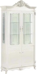 Vitrină lemn masiv 2 Uși Paris Ecru, 100 × 43 × 207 cm