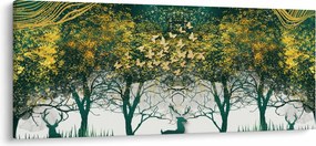 Tablou - Căprioare în pădurea verde (120x50 cm)