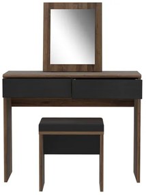 Masă de toaletă JUNO cu taburet, 45 x 29,6 cm, maro/negru