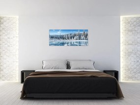 Tablou cu lacul înghețat și copacii înzăpeziți (120x50 cm)