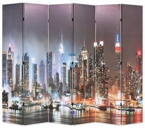 245864 vidaXL Paravan cameră pliabil 228 x 170 cm, New York pe timp de noapte