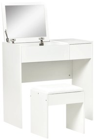 HOMCOM Set Mobilier pentru Toaletă cu Oglindă, Taburet și Sertar, Design Elegant, Masa Consola Alb | Aosom Romania
