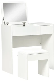 HOMCOM Set Mobilier pentru Toaletă cu Oglindă, Taburet și Sertar, Design Elegant, Masa Consola Alb | Aosom Romania