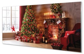 Panouri de sticlă Pom de Crăciun decor Cadouri șemineu