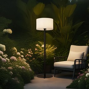 Lampă de podea modernă de exterior neagră cu abajur alb IP44 - Mississippi