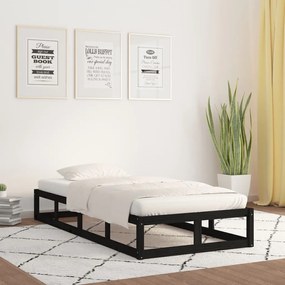 820790 vidaXL Cadru de pat, negru, 100x200 cm, lemn masiv de pin