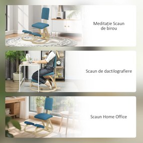 HOMCOM Scaun pentru genunchi din țesătură cu aspect de in și lemn, Maro închis | Aosom Romania