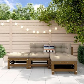 3186504 vidaXL Set mobilier pentru grădină 4 piese, maro miere, lemn masiv pin