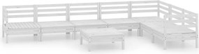 vidaXL Set mobilier de grădină, 8 piese, alb, lemn masiv de pin