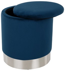 Taburet, catifea albastru Velvet/crom argintiu, DARON