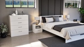 Comodă Miami cu 4 sertare 80x92 cm alb-alb