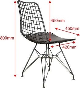 Scaun metal, Dining Homs, negru 80 x 42 x 45 cm