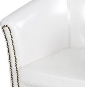 MIADOMODO Fotoliu Chesterfield cu taburet - alb